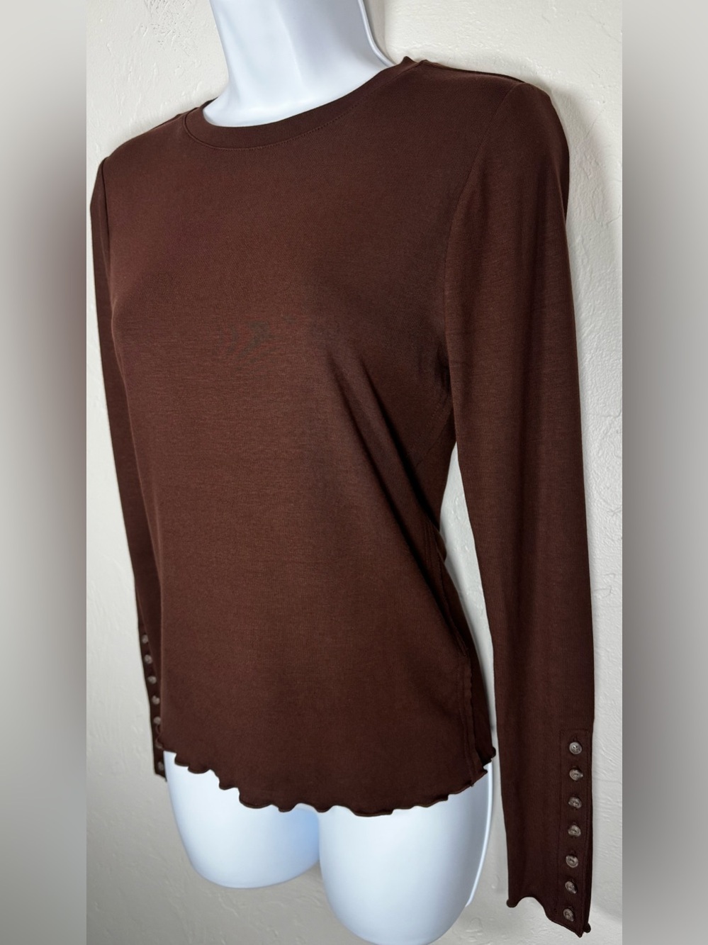 J. Crew Refined Rib Long Sleeve T-shirt With Button Cuffs Size Small - Picture 4 of 11